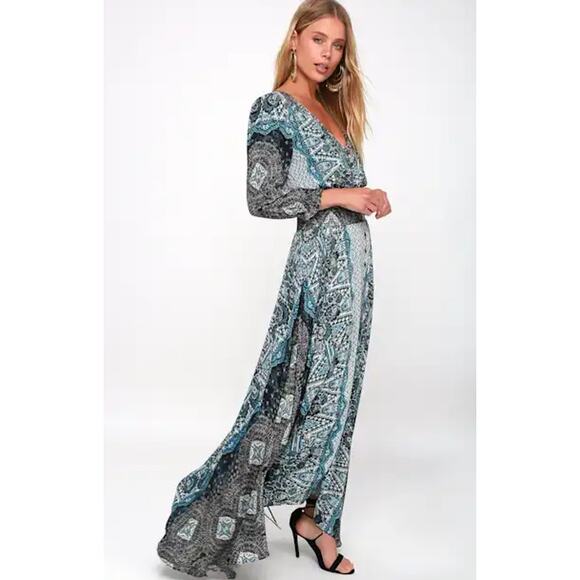 Free People Rare Mexicali Rose Print Maxi Dress Black Size Small - Picture 2 of 12